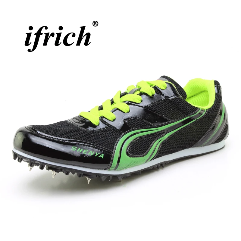 

Couples Spikes Shoes White Green High Jump Shoes Spring Autumn Kids Outdoor Tracking Footwear Male Light Lace Up Spikes Athletic