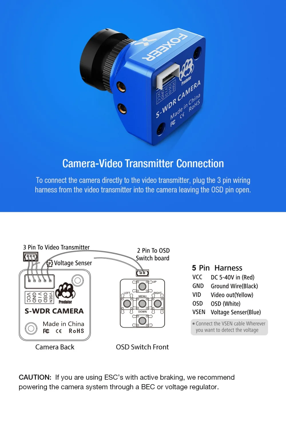 Foxeer Predator V2 стандарт/Мини FPV камера 1000TVL 2,5 мм 1,8 мм PAL/NTSC Super WDR 4:3 для гоночного дрона квадрокоптера