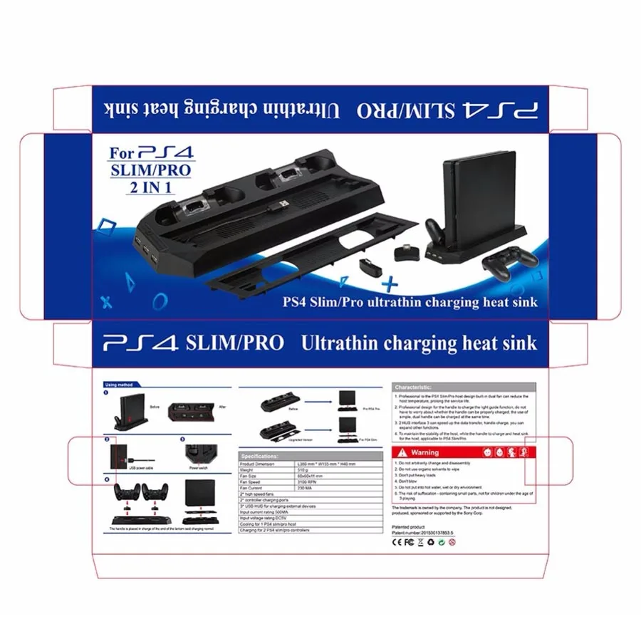 2 в 1 вертикальный стенд с двойной Controllor зарядной станции и 3 HUB Порты и разъёмы и охлаждения кулер для Sony PS4 Игровые приставки 4 PS4 тонкий PS4 Pro