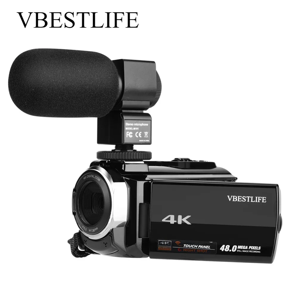 VBESTLIFE 4K Wifi цифровая камера ночного видения Видеокамера 16X Zoom 48MP " с батареей