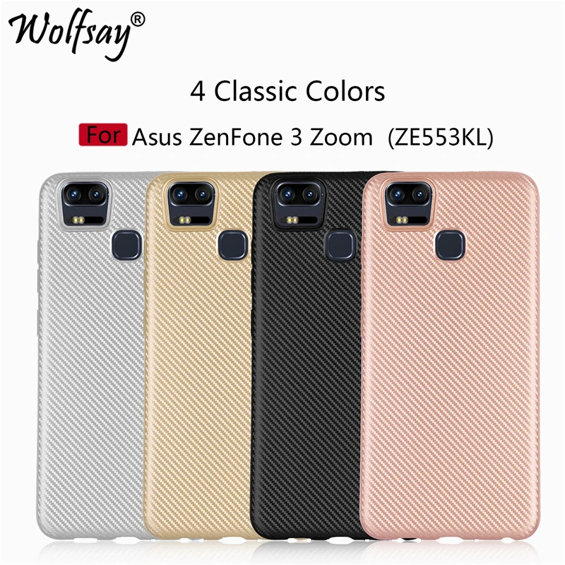 

Wolfsay For Asus Zenfone 3 Zoom ZE553KL Case Cover Anti-Slip Carbon Fiber Texture Coque sFor Asus Zenfone 3 Zoom ZE553KL Cover