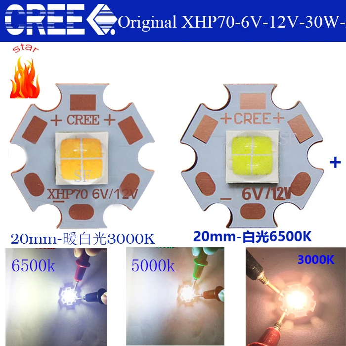 CREE XBD 9V 9W 3LED cold white  6000k led chip with 20mm star 10pcs