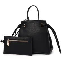 Chic Drawstring Bucket Bag Women New Fashion MINI Hand Bag Concise Composite Bag Designer PU Leather Small Shoulder Bag