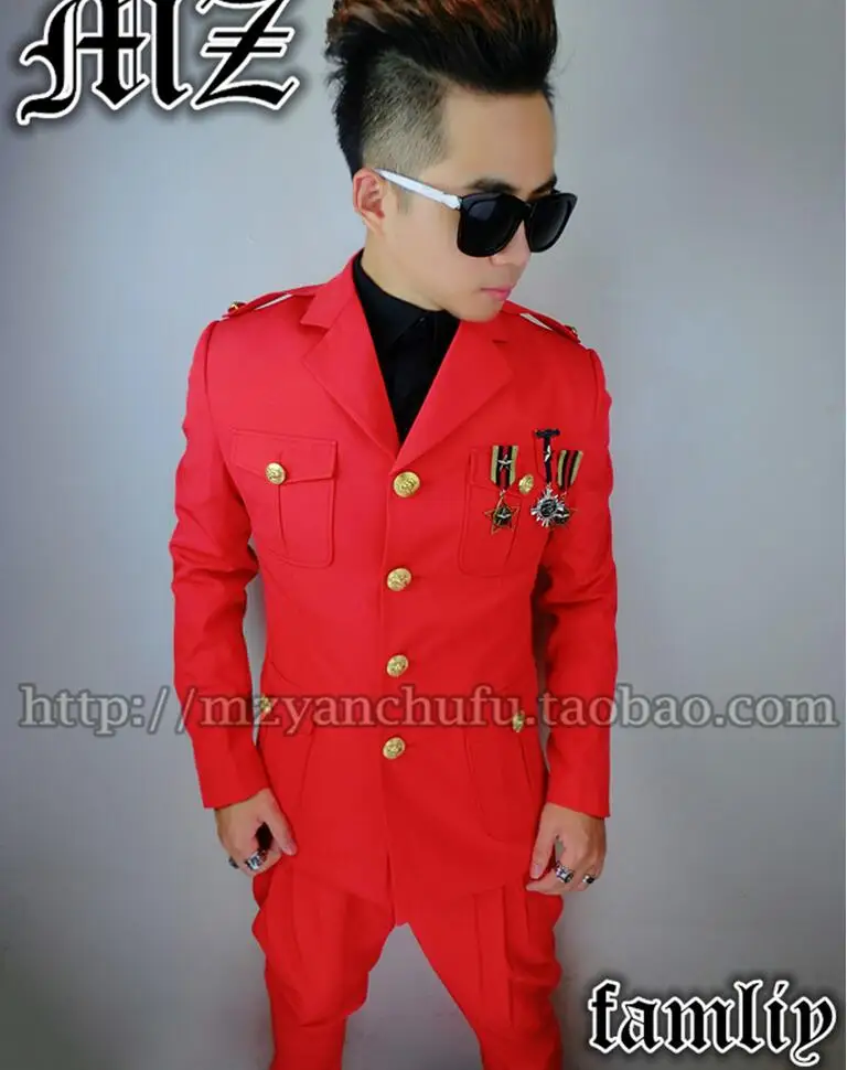 Buy HOT ! Male Artist DJ coup de tat big red costume men's brand fashion singer