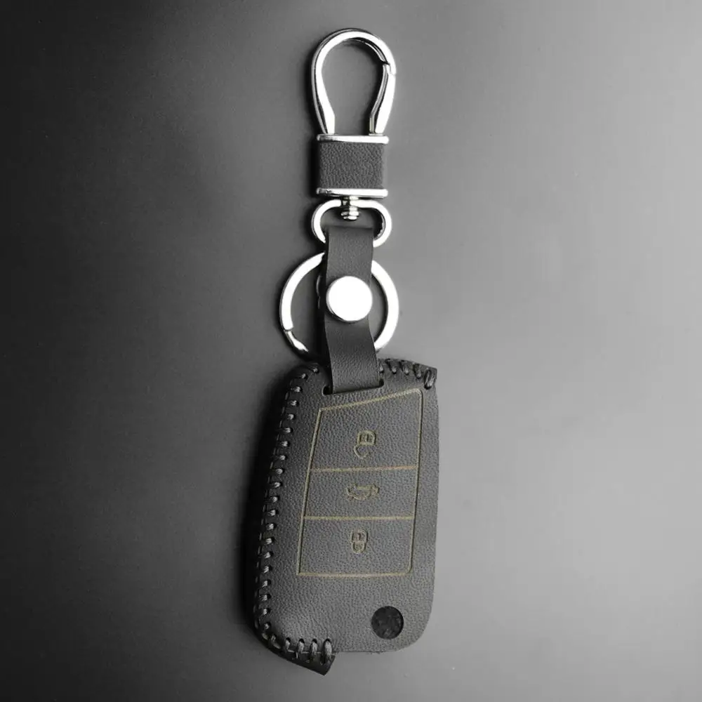 Leather Key Case for Volkswagen VW Golf 7 GTI R MK7 Passat Tiguan Bora Polo Seat Leon Ibiza Skoda Octavia A7 Keychain Cover