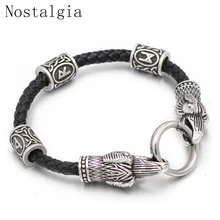 Odins Raven кожаный браслет викинга аксессуары Vikingos скандинавские рунические персонализированные Руны из бисера древнескандинавские ювелирные украшения мужские браслеты