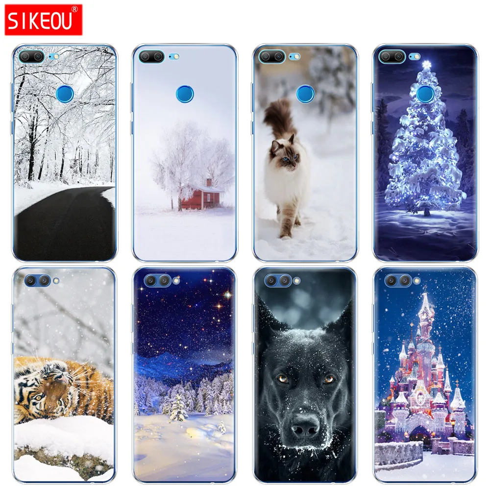 

Silicone Cover phone Case for Huawei Honor 10 V10 3c 4C 5c 5x 4A 6A 6C pro 6X 7X 6 7 8 9 LITE case Winter scenery Animals