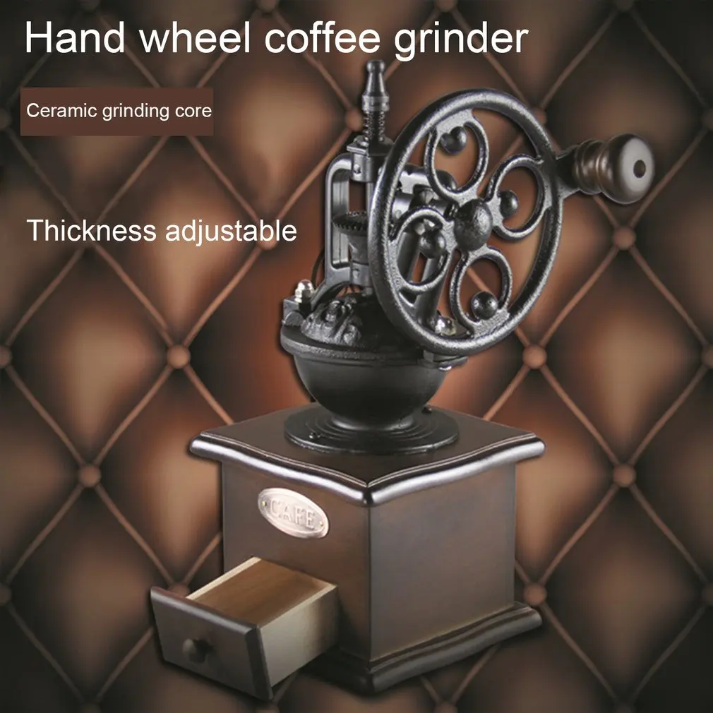 2018 руководство кофе шлифовальные станки винтажный стильный деревянный кофемолка шлифовальные колесо обозрения дизайн ручной Maker машины
