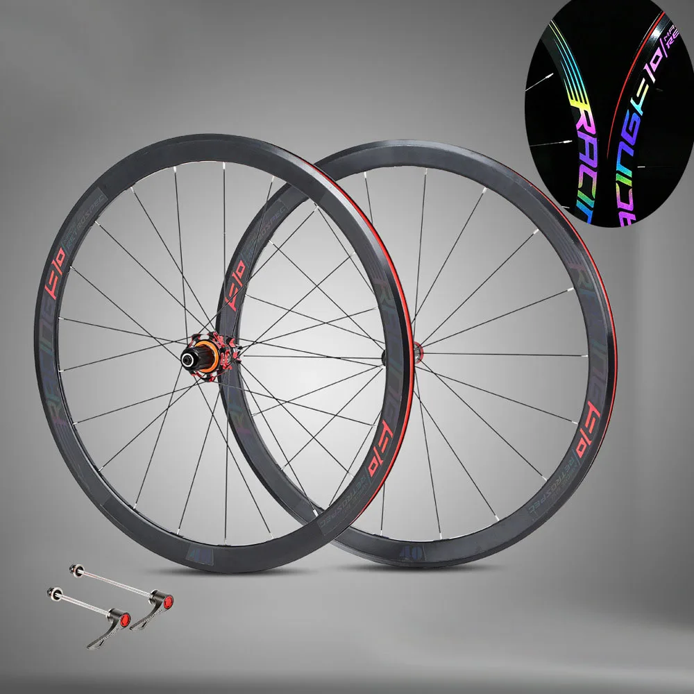 cheap 700C Road Bike Wheelset RS90 Rims 40mm Depth Front 18Holes Rear 21Holes Round Spokes 8 9 10 11 Speed Cassette Front 100 Rear 130