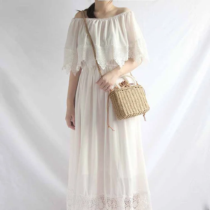 

Beach Pearl Handbag Straw Bag Female Satchel Fairy Mini Rattan Bag Women Thai Tourist Bali