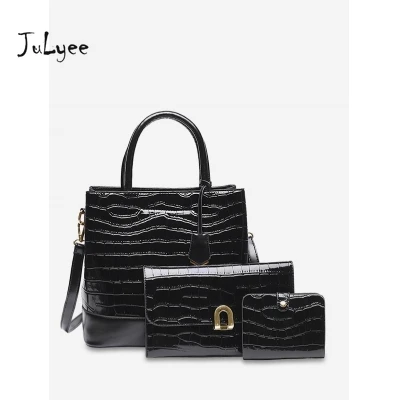 

Julyee 3Pcs Animal Print Striped Luxury Handbag Set