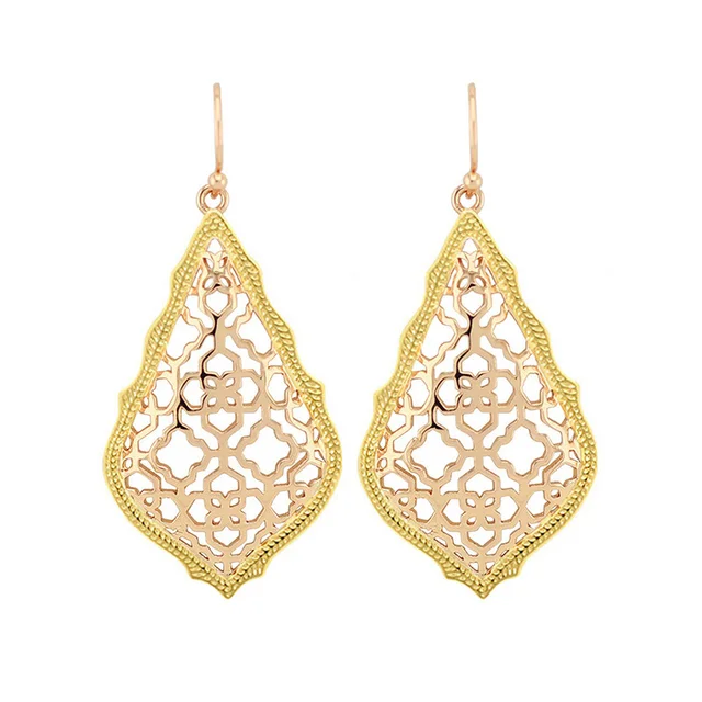 Trendy Ks Ad Gold And Rose Dangle Earrings Modern Jewelry Trendy Ks Ad Gold And Rose Dangle Earrings Modern Jewelry For Women Whole Gift