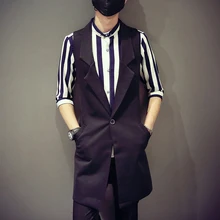 M-4XL! мужской жилет средней длины жилет с отложным воротником Рабочая одежда