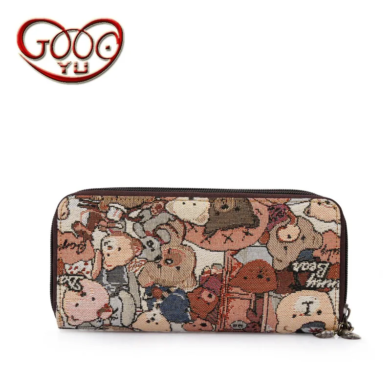 

Anime cartoon bear high quality polyester double zipper long wallet Ms. multi card large capacity wallet