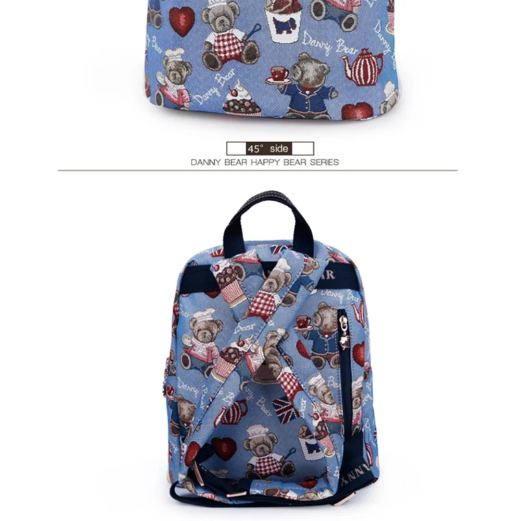 8-DANNY BEAR Blue Small Backpacks For Teenager Girl Causal Preppy Style Student School Back Bags Designers Back Pack Bag For Women
