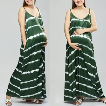 

Maternity Striped Dresses Women Sleeveless V-Neck Sexy Long Dress Pregnancy Dress Photography Maternity Summer Dress Plus Size