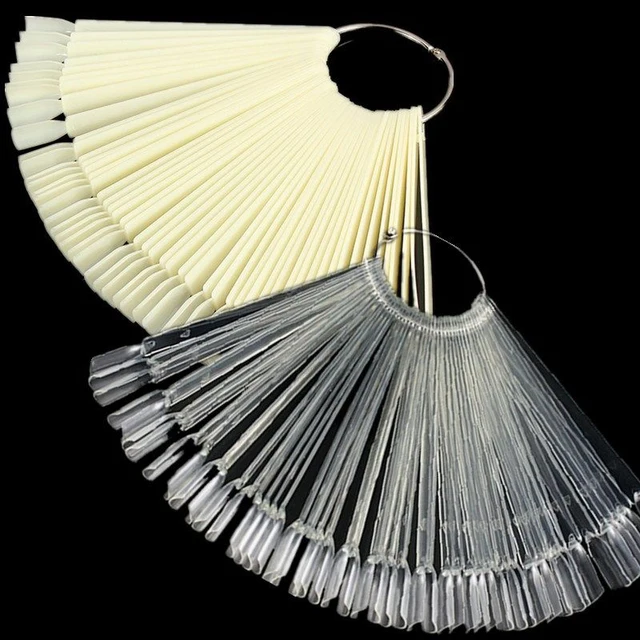 Beatiful 50 fan shaped nails with circular plates Display Nail Art Tips