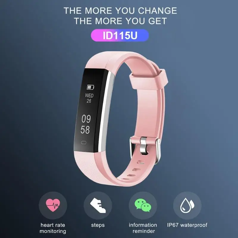 

ID115U Smart Bracelet Sleep Monitor IP67 Waterproof Fitness Tracker Watch Bluetooth OLED Screen Support FB Twitter Ins