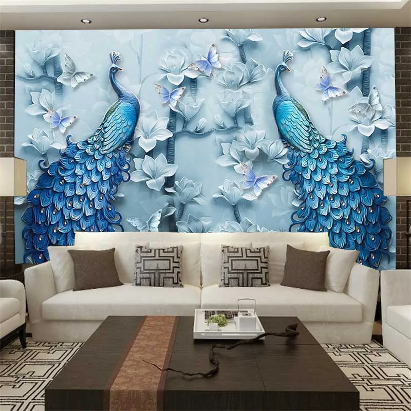 

QIANZEHUI,DIY 5D Blue double peacock butterfly Embroidery,Round Diamond Full rhinestone Diamond painting cross stitch,needlework