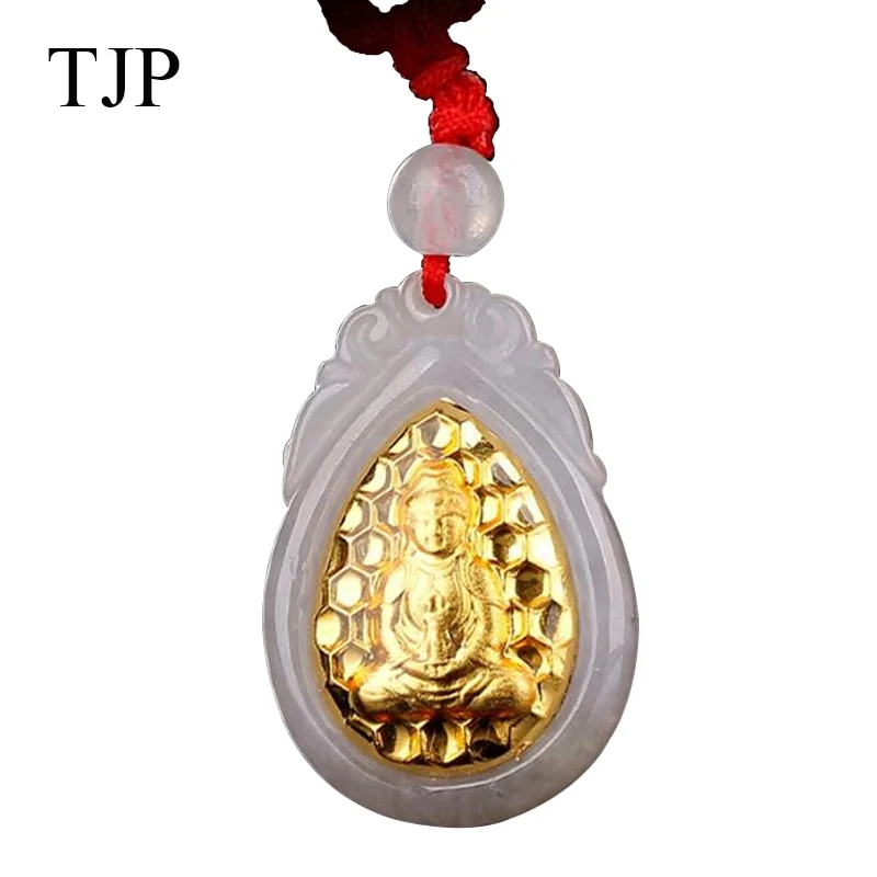 

18K Natural Emerald Gold Ruyi Guanyin Pendants Pendant Factory Wholesale and Machining JXY415 Free shipping