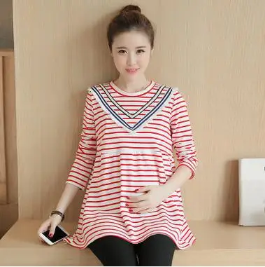 2019 Simple Striped long sleeve Maternity Dresses Spring Autumn Pregnancy Vestidos Clothing for Pregnant Women QL8032-3066