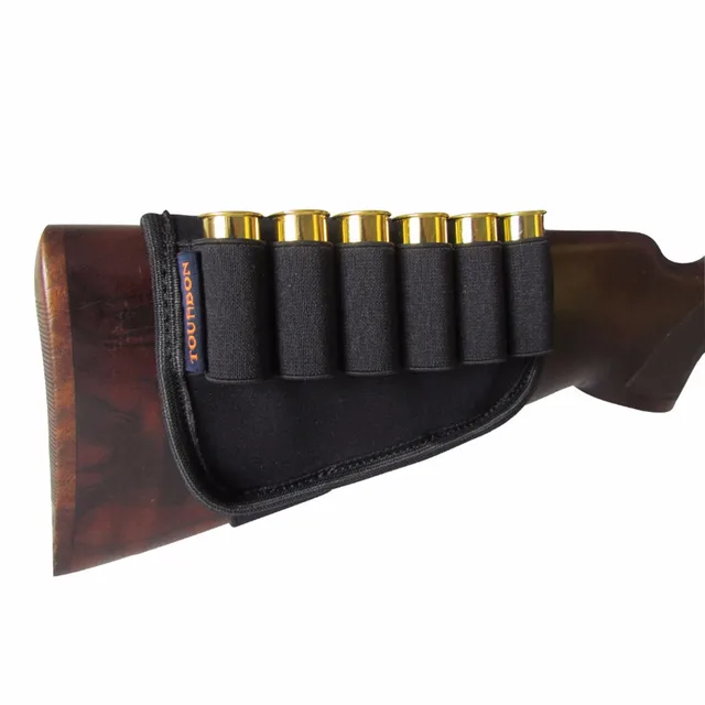 Tourbon Tactical Hunting Shotgun 12 Gauge Buttstock Ammo Shell Holder 6 Rounds Black Neoprene