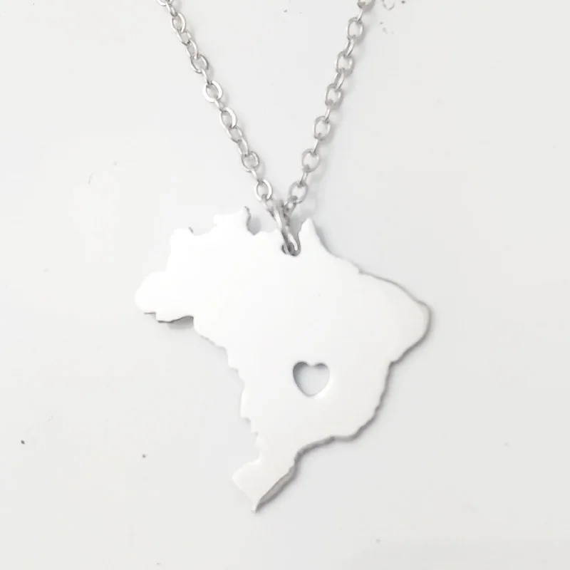 

Fashion Style You Can Choose / Gold & Silver Color Brazil Map National Pendant Choker Necklaces for Brazilians Women jewelry