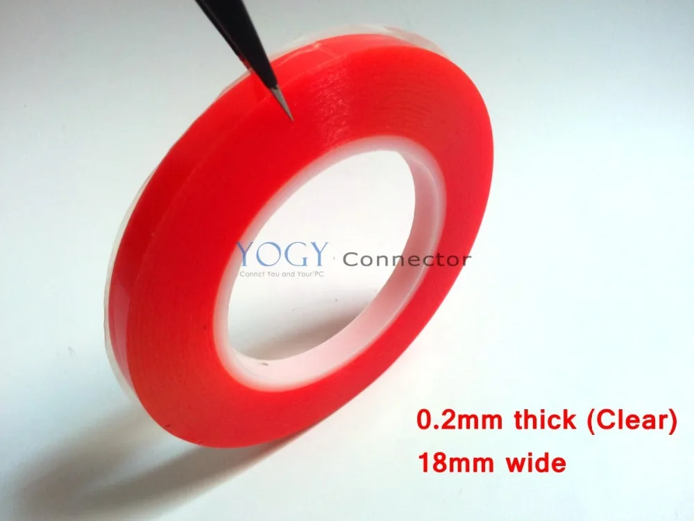 

1x (0.2mm Thick) 18mm *25M High Adhesion Double Sided Adhesive Tape with Red Film for Phone Battery Memory Card Bond