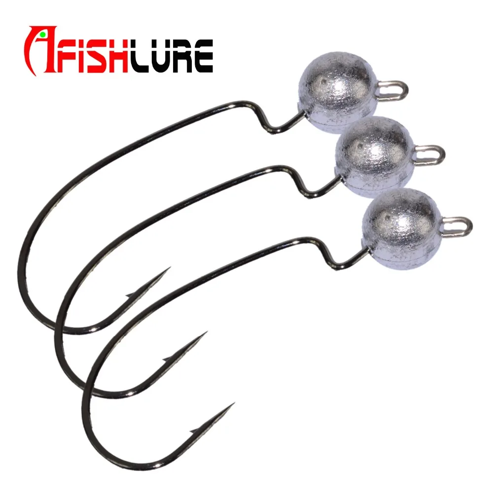 

8pcs/lot Exposed Ami offset hook Texas rigged worm hook 3.5g/5g/7g/10g carbon Steel bass Jig Lead Head crank Barbed Hook