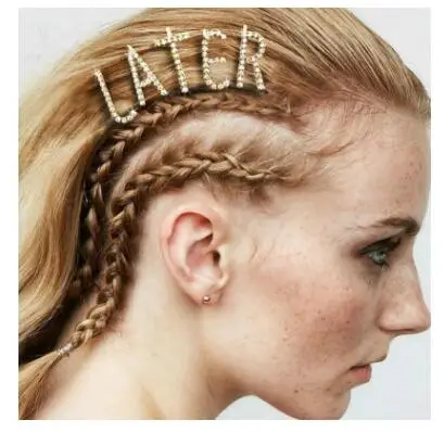 

women new letter hairpins rhinestone personality letter clip free arrangement letter hairpins hair accessories