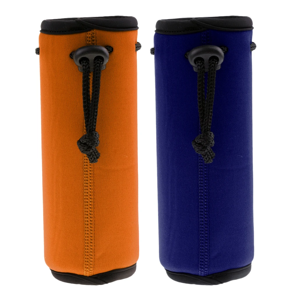 2pcs Neoprene Insulated Water Drink Bottle Cooler Carrier Cover Orange+Navy, Lightweight and Handy to Use