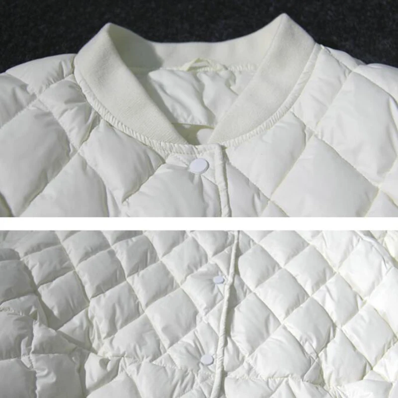 Женская бейсбольная куртка-пуховик на осень и зиму, теплая парка на утином пуху, свободное короткое пальто, женская верхняя одежда на пуху большого размера, ультра-светильник, RH1412