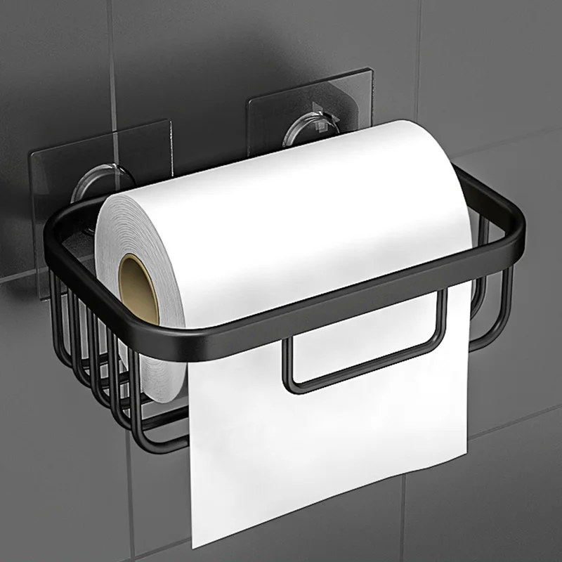 UNTIOR Stainless Steel Toilet Paper Basket Holder Wall-mounted Bathroom Kitchen Paper Tissue Box Toilet Paper Holder with Shelf - Цвет: B