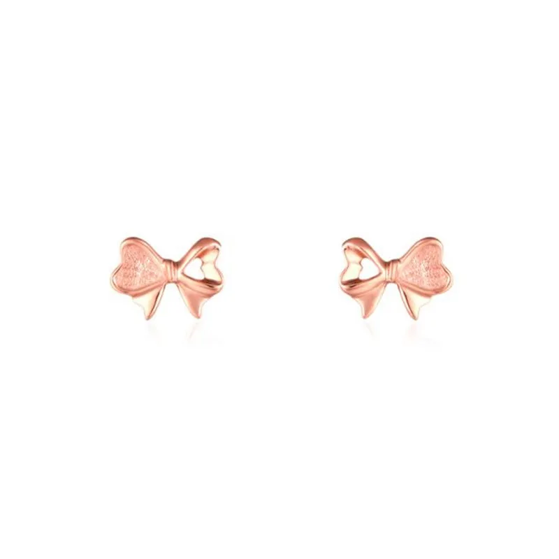 

2018 High Quality Fashion 2018 Chic Rose Gold Bow Stud Earrings 18K Gold AU750 Stud Earrings For Women 0.41G