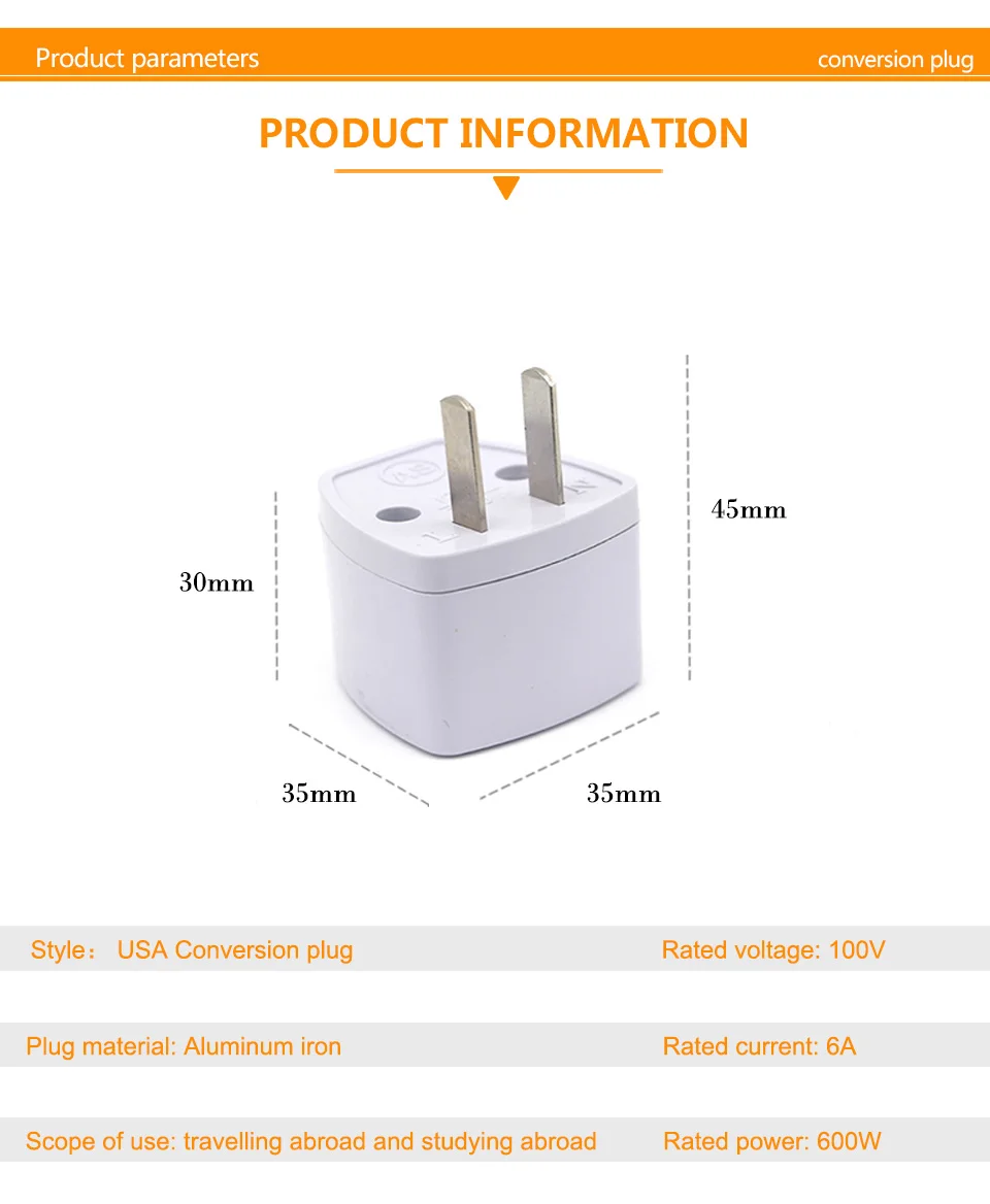 Multifunctional EU UK AU to USA Plugs adapter Power Converter Plugs 2 Pin Socket EU to America Travel Charger Adapter Converter (4)