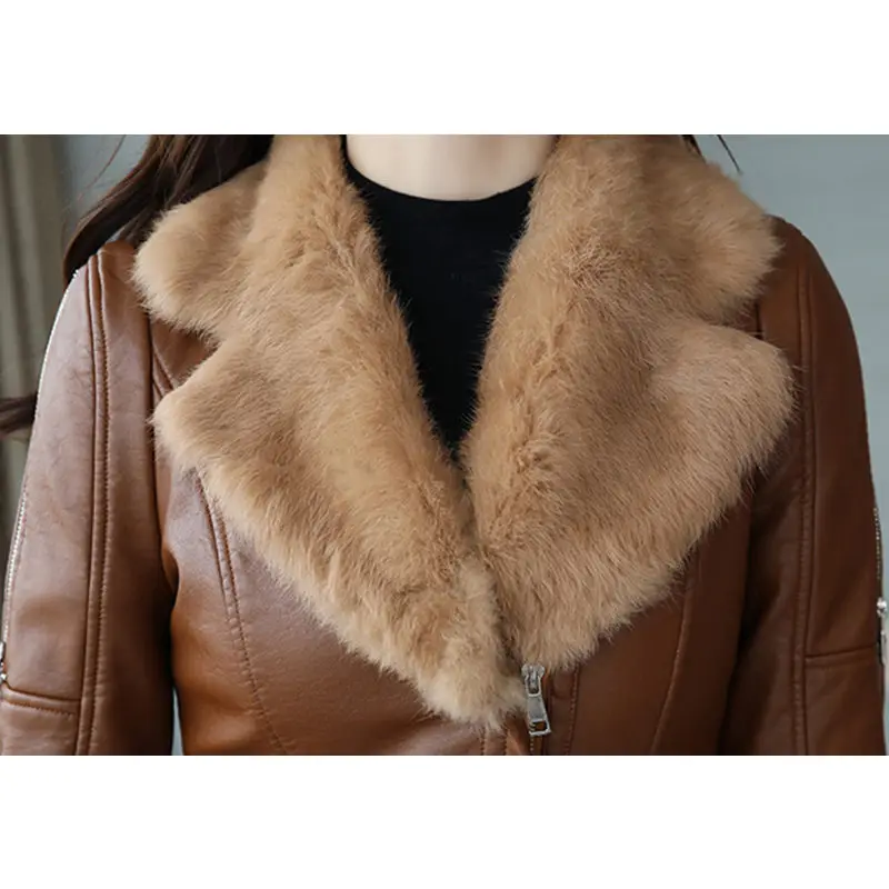 2018 Vêtements Hiver Veste En Femmes Nouveau Mince Col wine coffee Extérieur Manteau Élégant Vintage Fourrure Black Chaud De Red Cacaso Ac272 Automne Maman Cuir rZnFxr7Wp