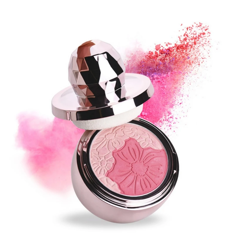 

New Arrival 4 Colors Pure Mineral Blush Face Check Blusher Powder with Mushroom Sponge Cosmetic Convenient Makeup Beauty