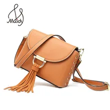 Для женщин первый Слои натуральной кожи рук Швейные Crossbody с бахромой и заклепками клапаном сумки конверт Сумки высокое качество милая