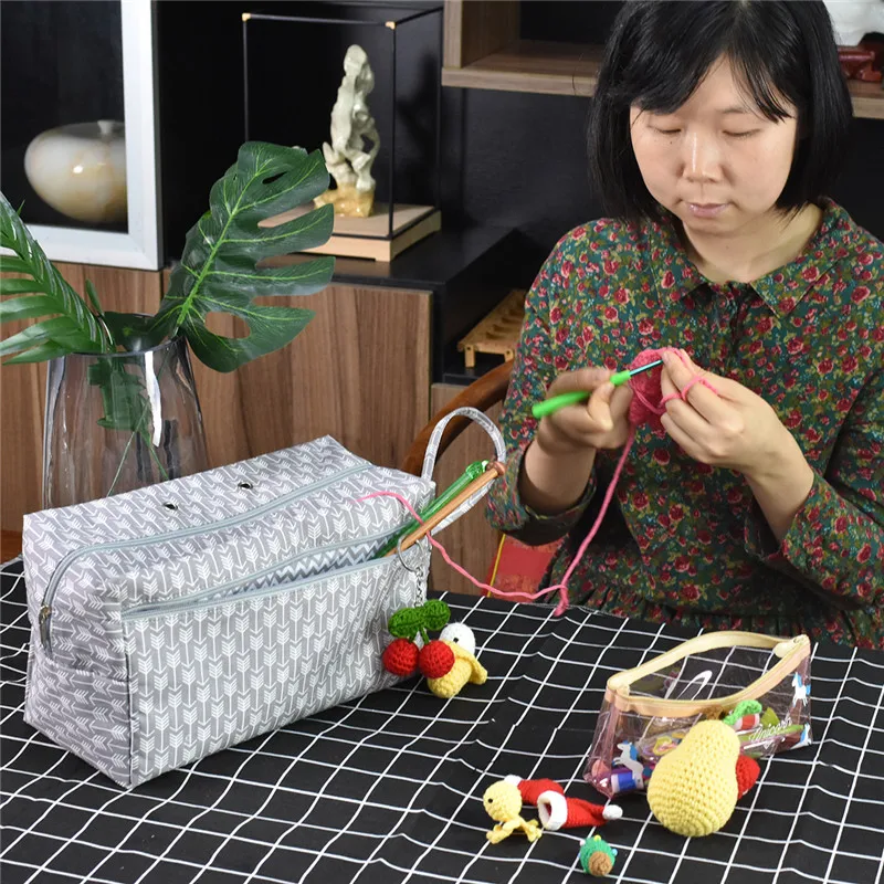 Women Tote Yarn Storage Bag Large Capacity Crochet Knitting Yarn Storage Organizer Bag Wool Ball Holder Tool Case Basket For Mom (4)