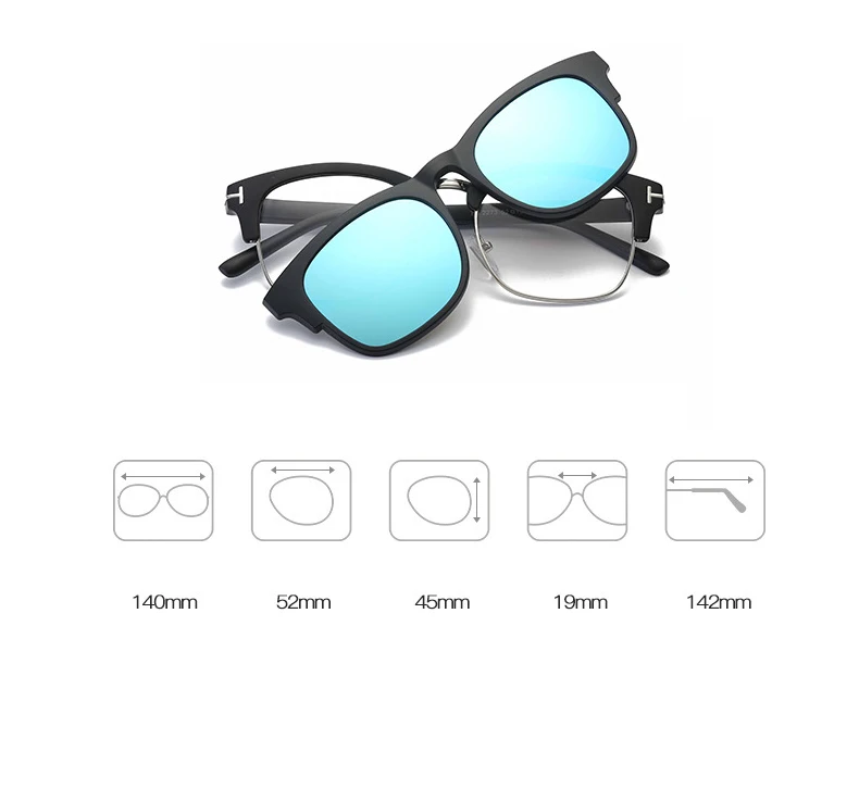 Optical Glasses Frame Men Eyeglasses Computer Prescription Half Frame male Spectacle Magnetic Clip On Sunglasses