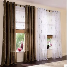 140 смШирина, белый, коричневый, зеленый тюль/пряжа/вуаль/ткань, шторы для гостиной, верхние оконные вышитые панели, занавески