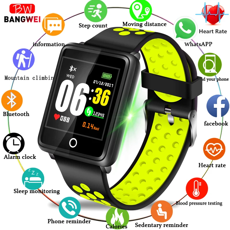 

2019BANGWEI Smart Watch Men Sport Watch Heart Rate Blood Pressure Monitor Bluetooth Fitness tracker Pedometer Waterproof Watches