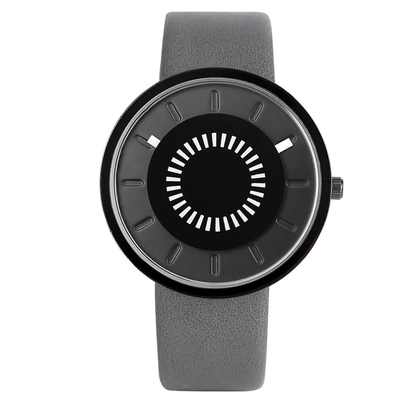 Креативные Часы с поворотным циферблатом, простые Мужские Аналоговые повседневные спортивные кожаные Наручные часы, студенческие часы, часы в подарок, Reloj Mujer Relogios - Цвет: Gray Starp 1