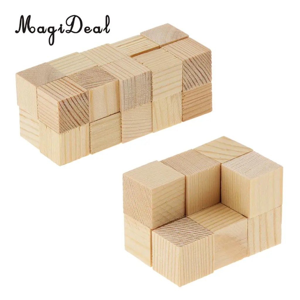 

MagiDeal 30 Pcs Blank Natural Unfinished Wood Cube Blocks Wooden Pieces for Model Making Wood Craft Woodworking painting drawing