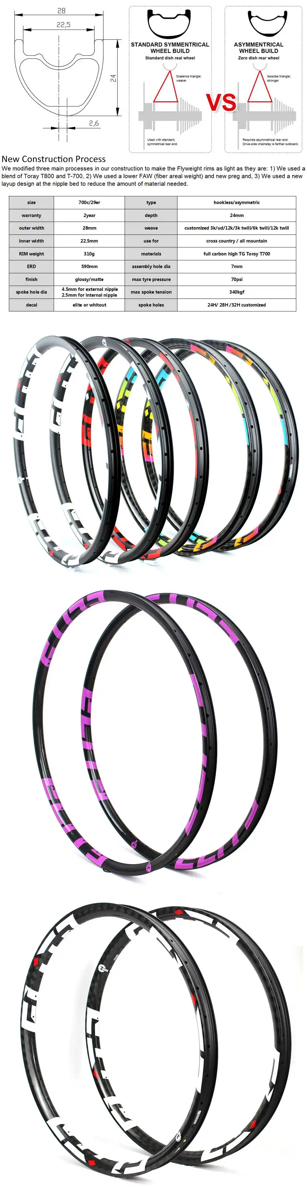 Carbon Rim 310g Super Light 29er MTB 28H 32H Mountain Bike Wheelset For XC//AM