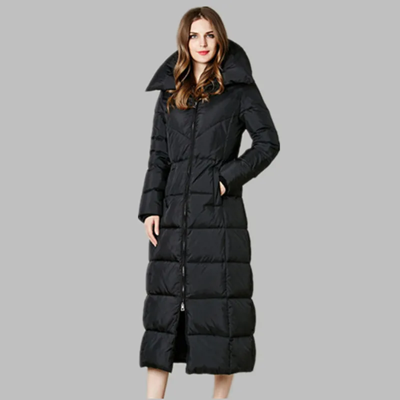 

Black Long Down jacket,white Duck Down Thick parka,warm Winter Jacket Women fashion,turn Down Collar Parka Female TT1482