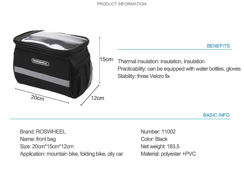 Excellent ROSWHEEL Mountain Bike Handlebar Bag Riding Bike Phone Case Tool Bag Front Pannier Cycling Bicycle Bag/Cover/Basket Sacoche Velo 2