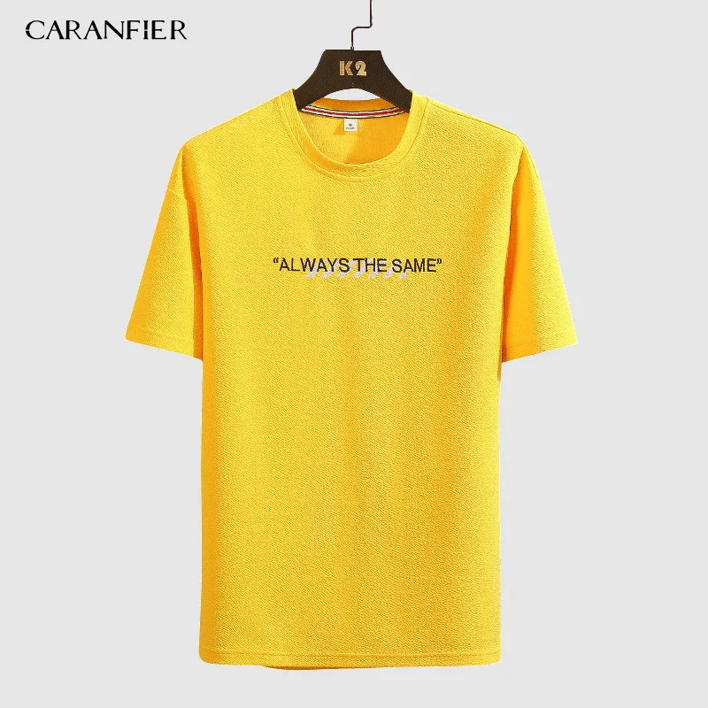 CARANFIER Men's T-Shirt Short New Letter Pattern Polyester Spandex Street Sports Casual Loose Summer Couples Hot Trends | Мужская