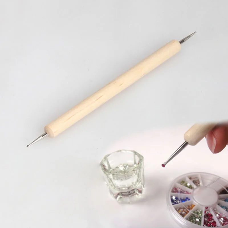 

1 Pcs 2-end Nail Art Dotting Pens Marbleizing Dot Tool Diamond Picker Drop Ship