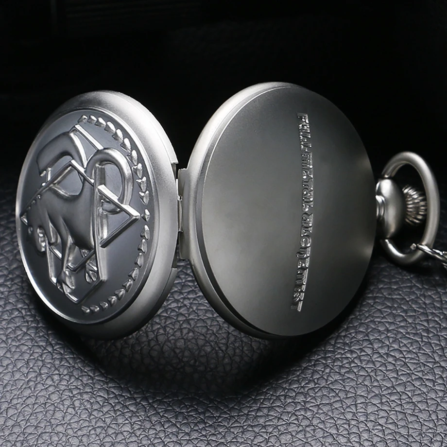 Vintage relógio de bolso alquimista fullmetal prata